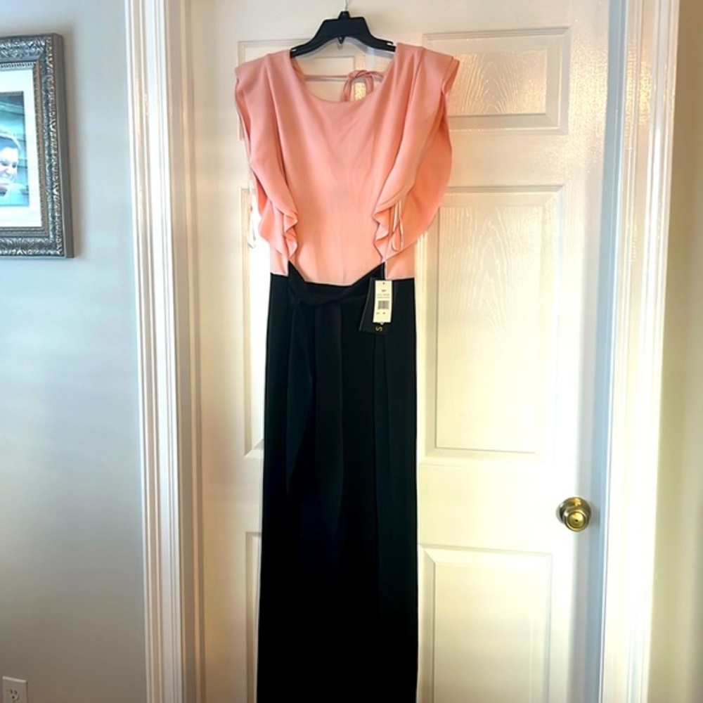 Sangria Two Tone Ruffle Sleeve Jumpsuit‎